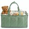 Baby Essentials Diaper Caddy Organizer – Portable Storage Basket with Shoulder Strap & Stroller Hooks, Splashproof Quilted Nursery & Car Tote, Gender Neutral Gifts for Baby Shower, Sage Green